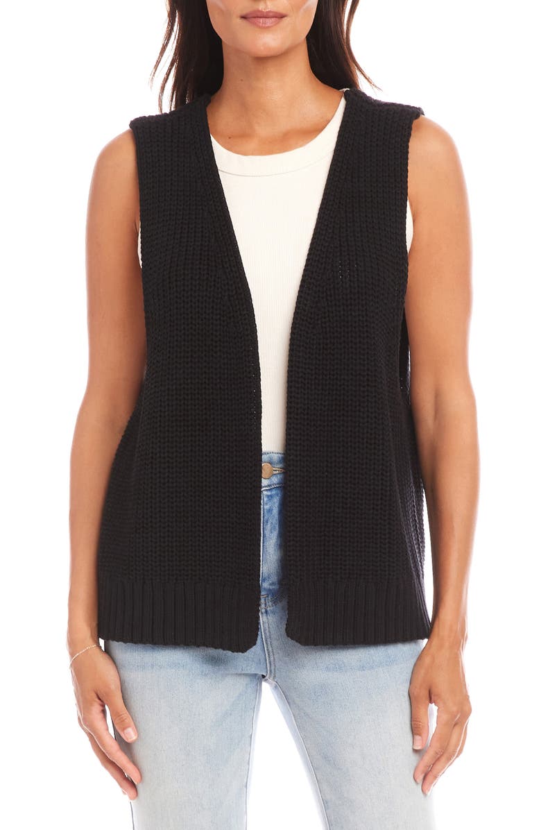 Karen Kane Open Front Cotton Sweater Vest, Main, color, 