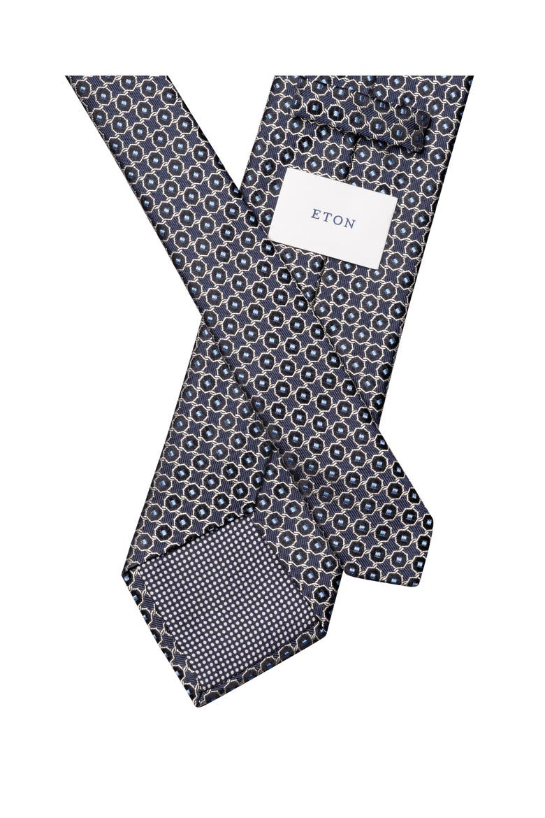 Geometric Silk Tie, Alternate, color, NAVY