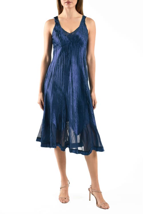 Komarov Charmeuse & Chiffon Cocktail Dress With Bolero Jacket In Blue