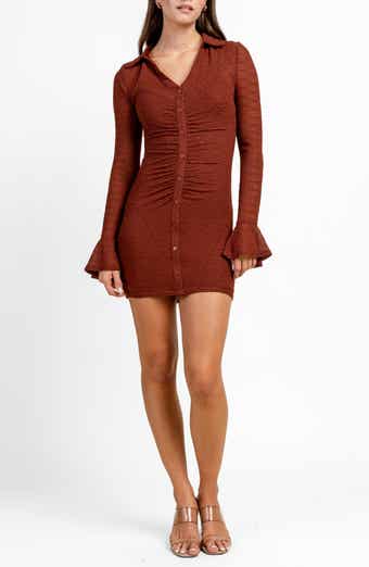 Beivy Long Sleeve Button Body-Con Minidress