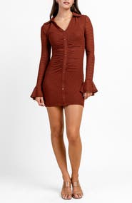 Beivy Long Sleeve Button Body-Con Minidress