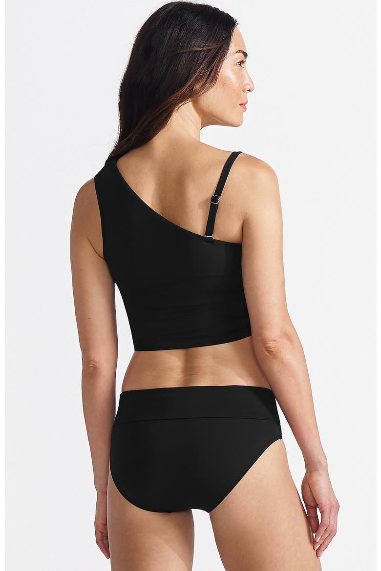 DD-Cup Ruched One Shoulder Midkini Top, Alternate, color, Black