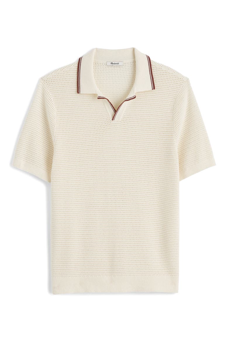Contrast Stitch Johnny Collar Sweater Polo, Alternate, color, VINTAGE IVORY