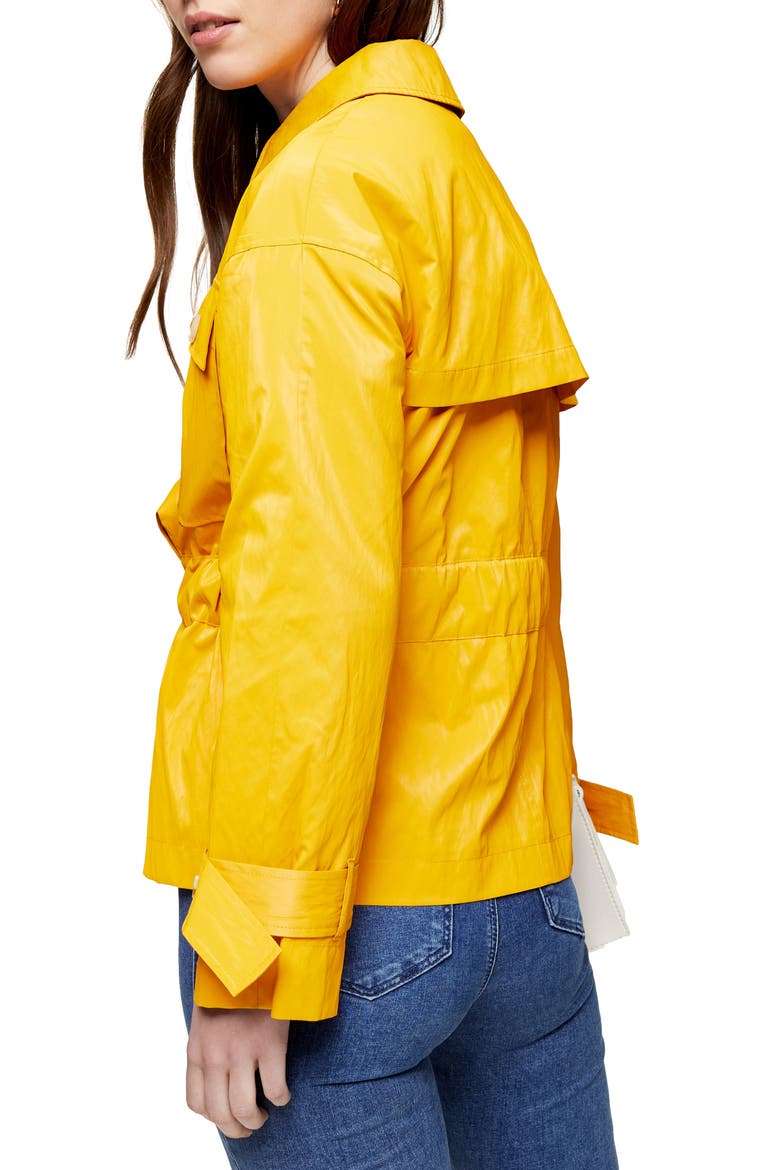 Faux Leather Belted Jacket, Alternate, color, YELLOW