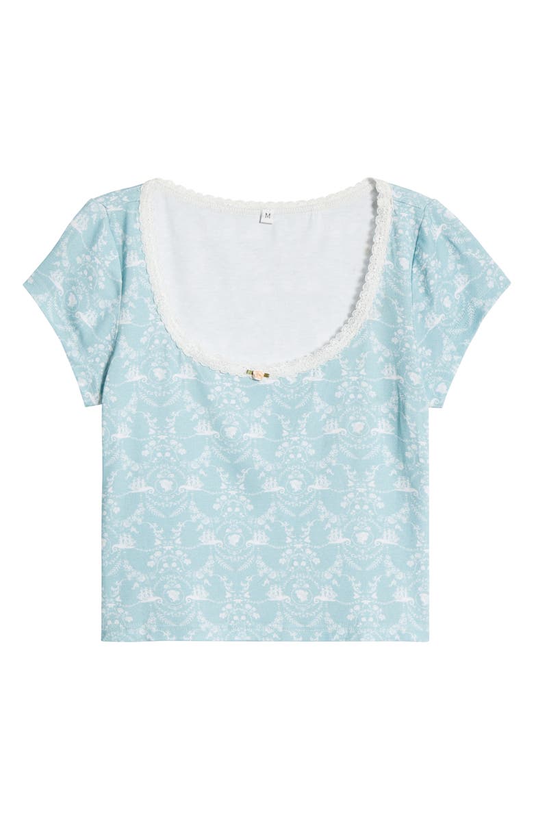 KILO BRAVA Lace Trim Stretch Modal Crop Top, Alternate, color, Lady Of The Sea