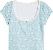 KILO BRAVA Lace Trim Stretch Modal Crop Top