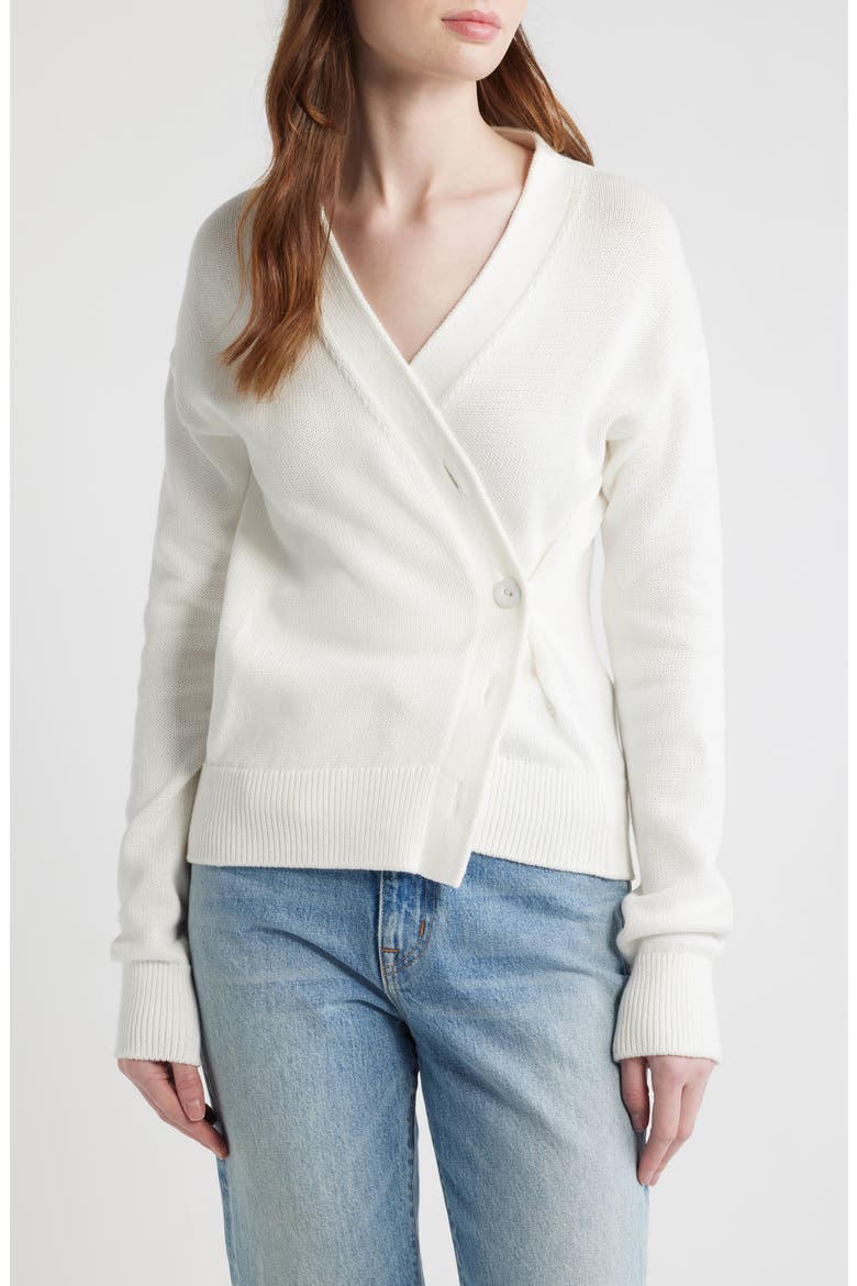 Button-Up Cotton Wrap Cardigan, Alternate, color, WHITE COTTON KNIT