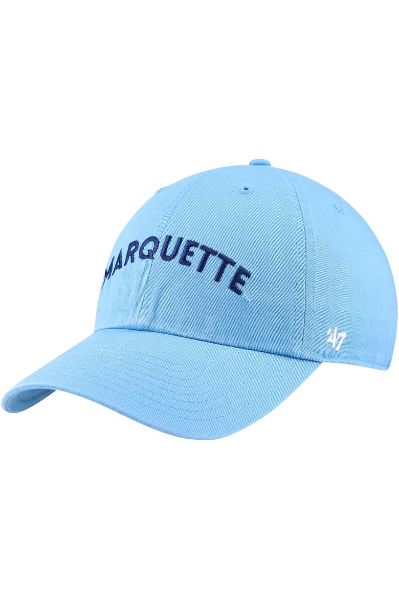 Men's '47 Light Blue Marquette Golden Eagles Clean Up Adjustable Hat, Main, color, Light Blue
