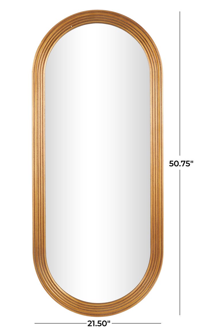 Oval Wooden Wall Mirror, Alternate, color, BROWN