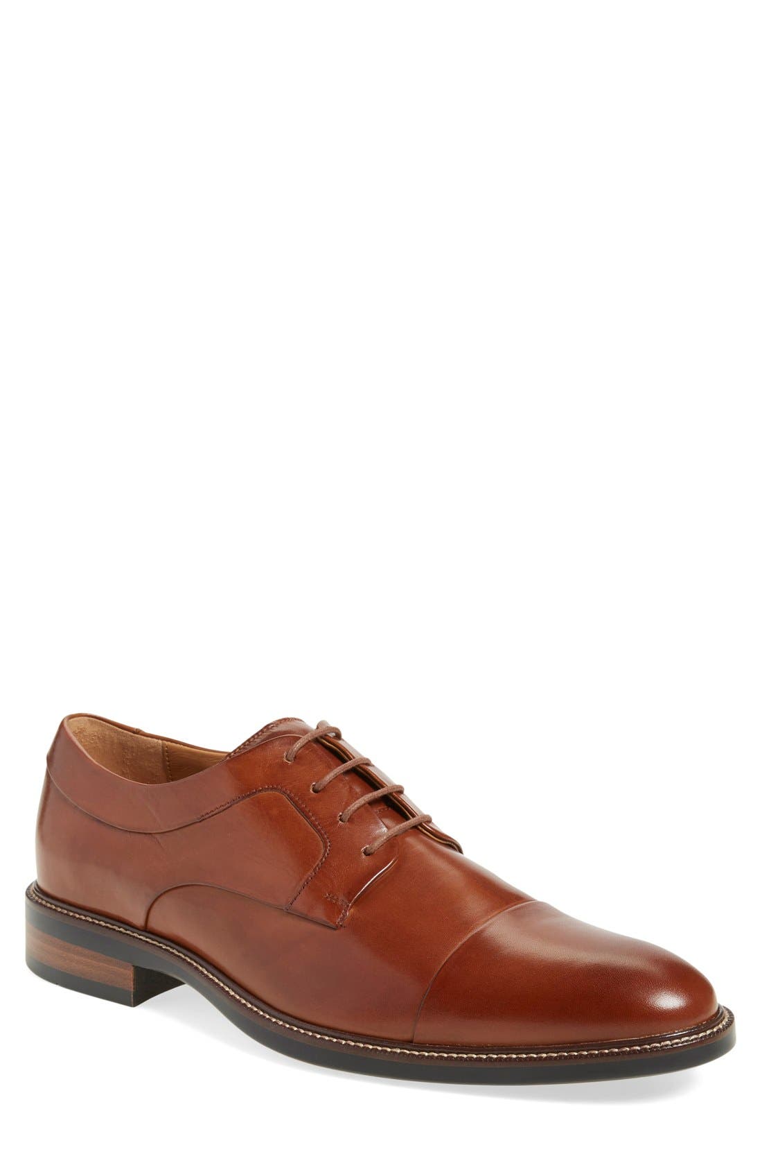 Warren Cap Toe Derby - Wide Width Available, Main, color, BRITISH TAN LEATHER