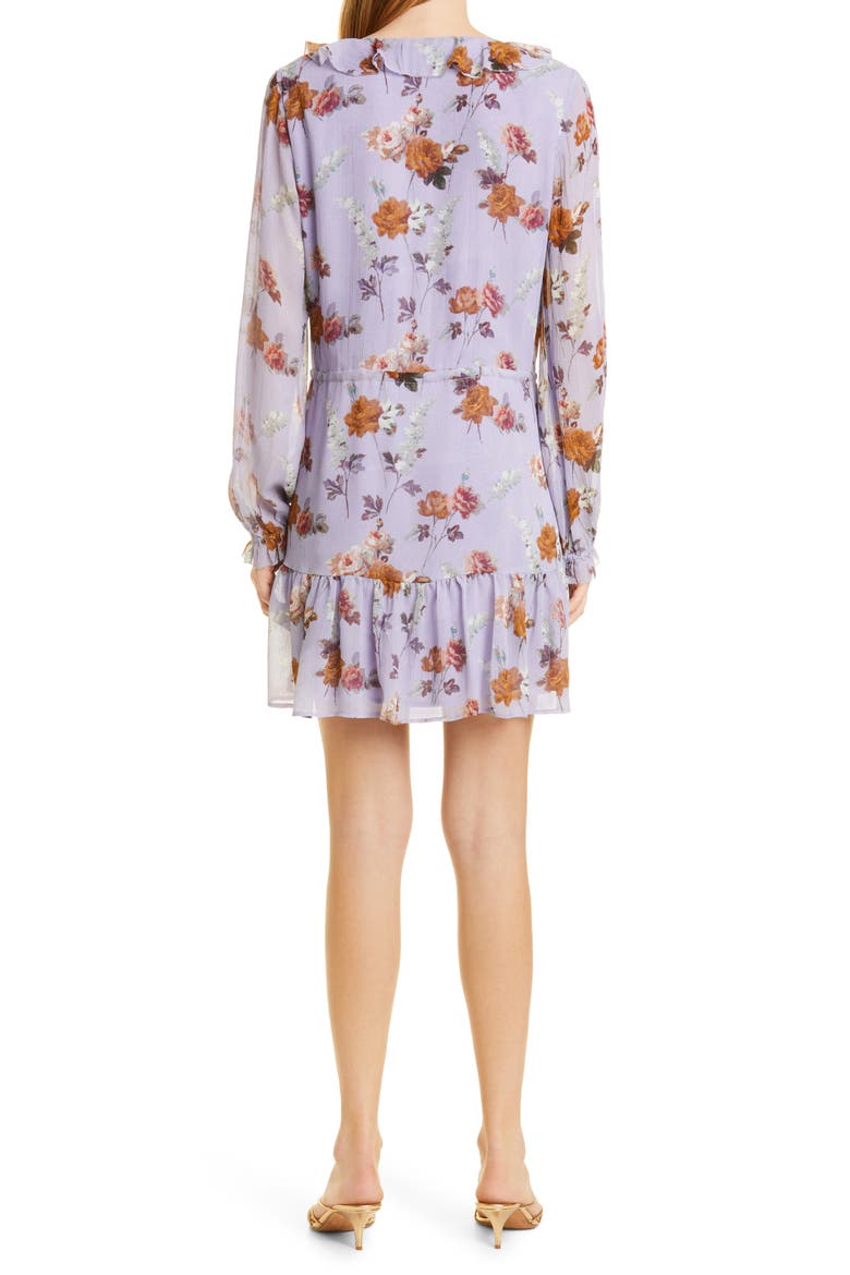 Anjelina Floral Print Long Sleeve Silk Dress, Alternate, color, LAVENDER MULTI