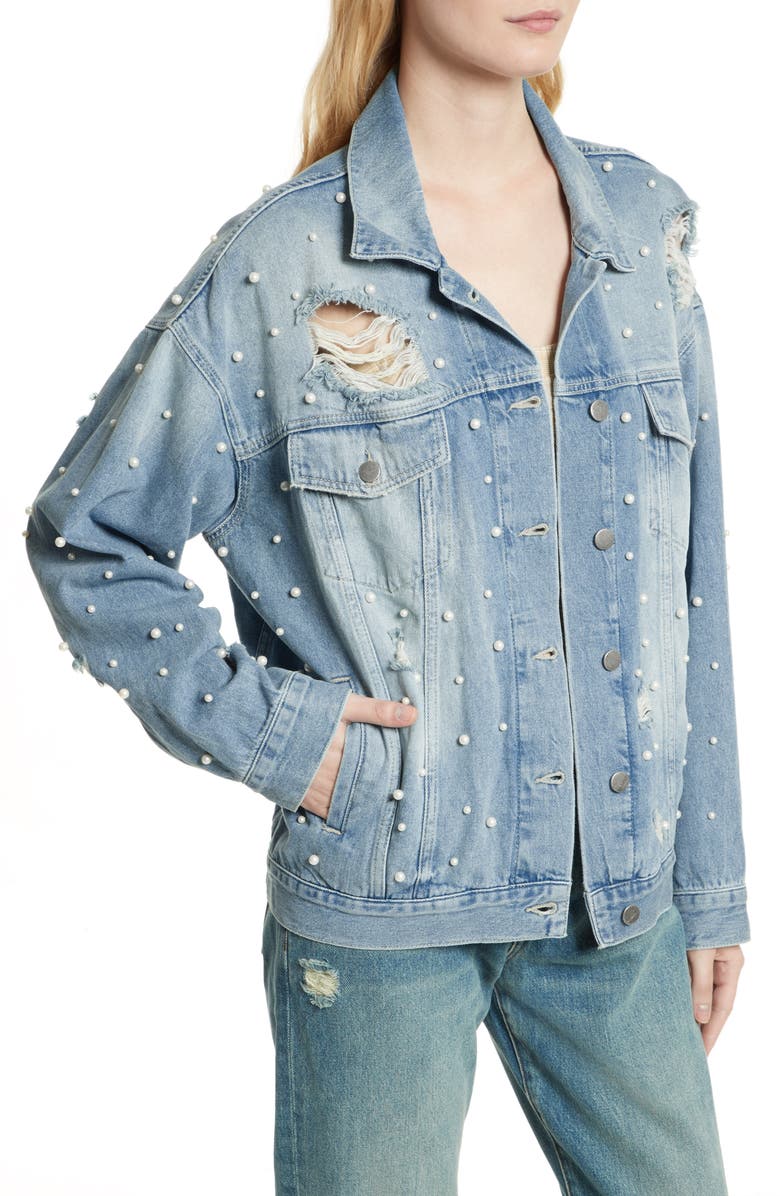 Free People We the Free by Free People Sunday Funday Denim Trucker Jacket, Alternate, color,