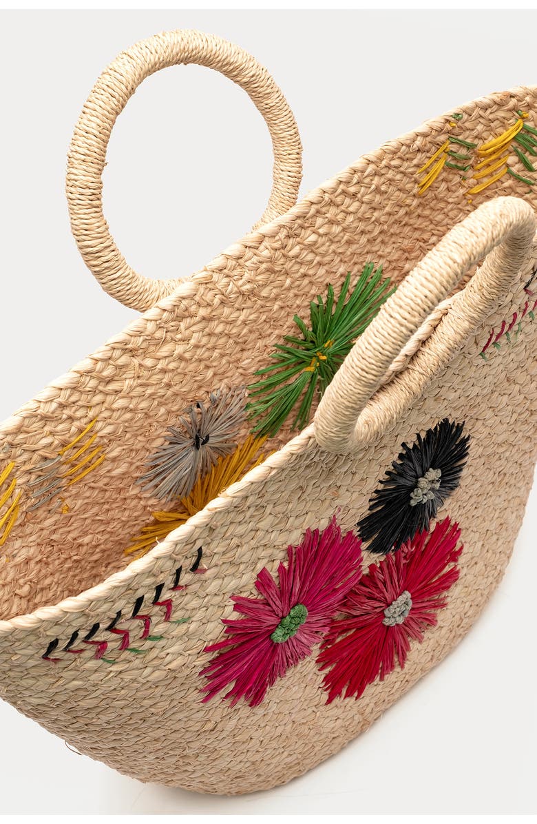 Frances Valentine Botanica Basket Raffia Tote, Alternate, color, Natural/ Multi