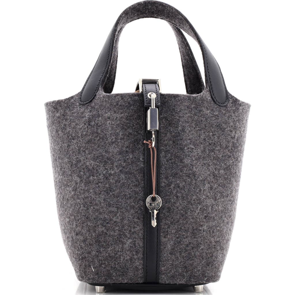Pre-owned Hermes Hermes Picotin Lock Bag Felt With Leather Pm In Gray