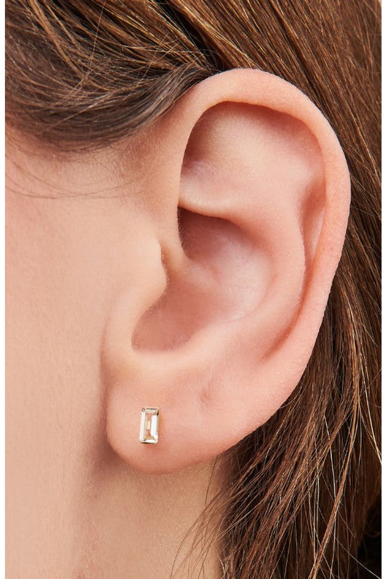 Baguette Moissanite Earrings, Alternate, color, Clear / Gold