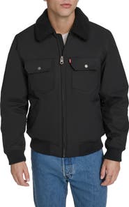 Levi's Water Resistant Faux Shearling Collar Canvas Bomber Jacket