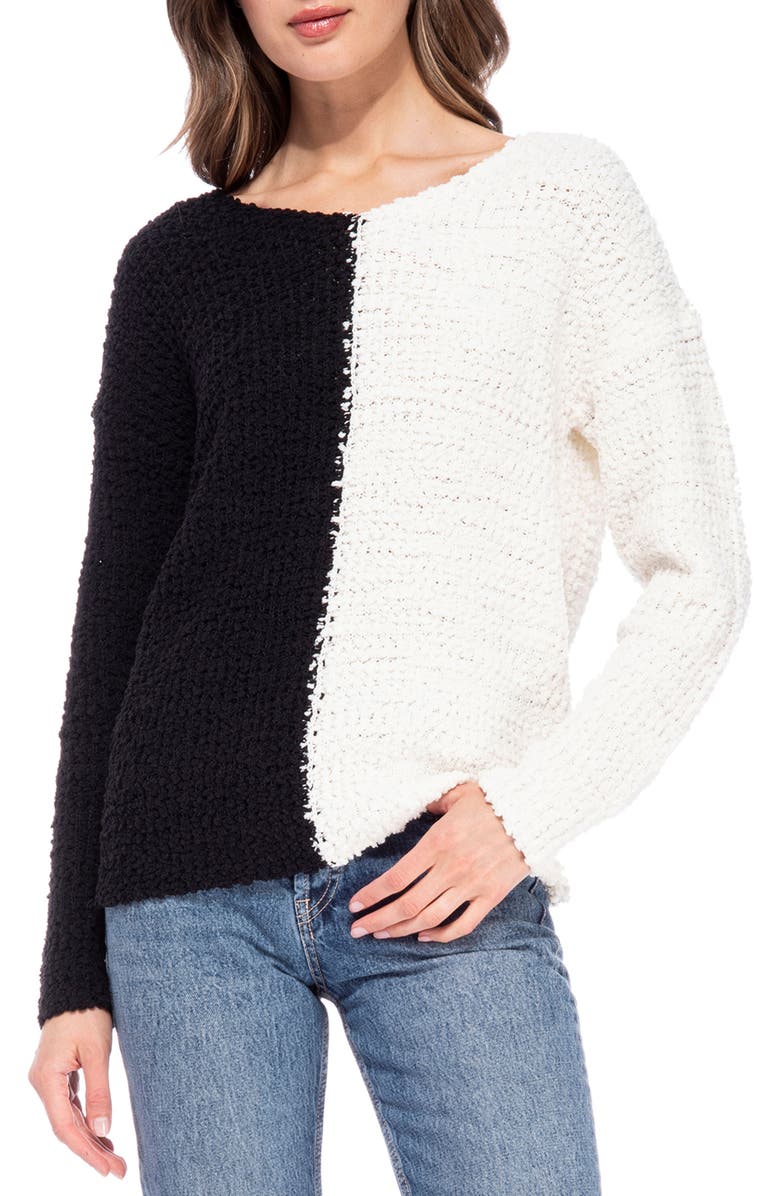 Bobeau Popcorn Twist Back Sweater, Main, color,