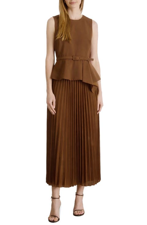 Twofer Belted Midi Dress