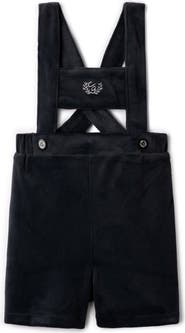 Charlotte & George Velvet Crest Embroidered Shorts Overall
