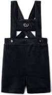 Charlotte & George Velvet Crest Embroidered Shorts Overall
