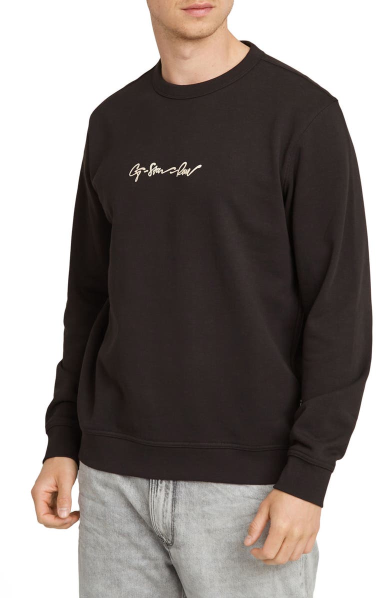G-STAR G-Script Logo Organic Cotton Crewneck Sweater, Main, color, 