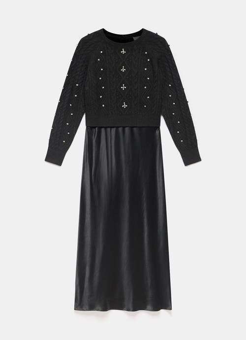 Mint Velvet Layered Embellished Sweater Maxi Dress In Black