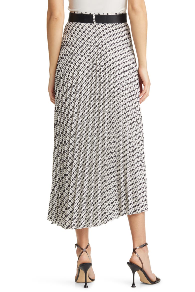 Brit Print Pleated Maxi Skirt, Alternate, color, BLACK