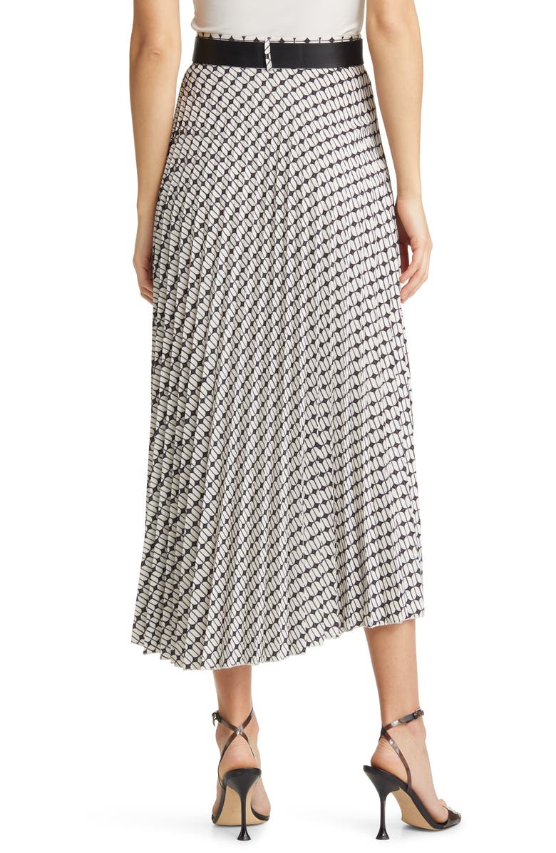NIKKI LUND Brit Print Pleated Maxi Skirt, Alternate, color, Black