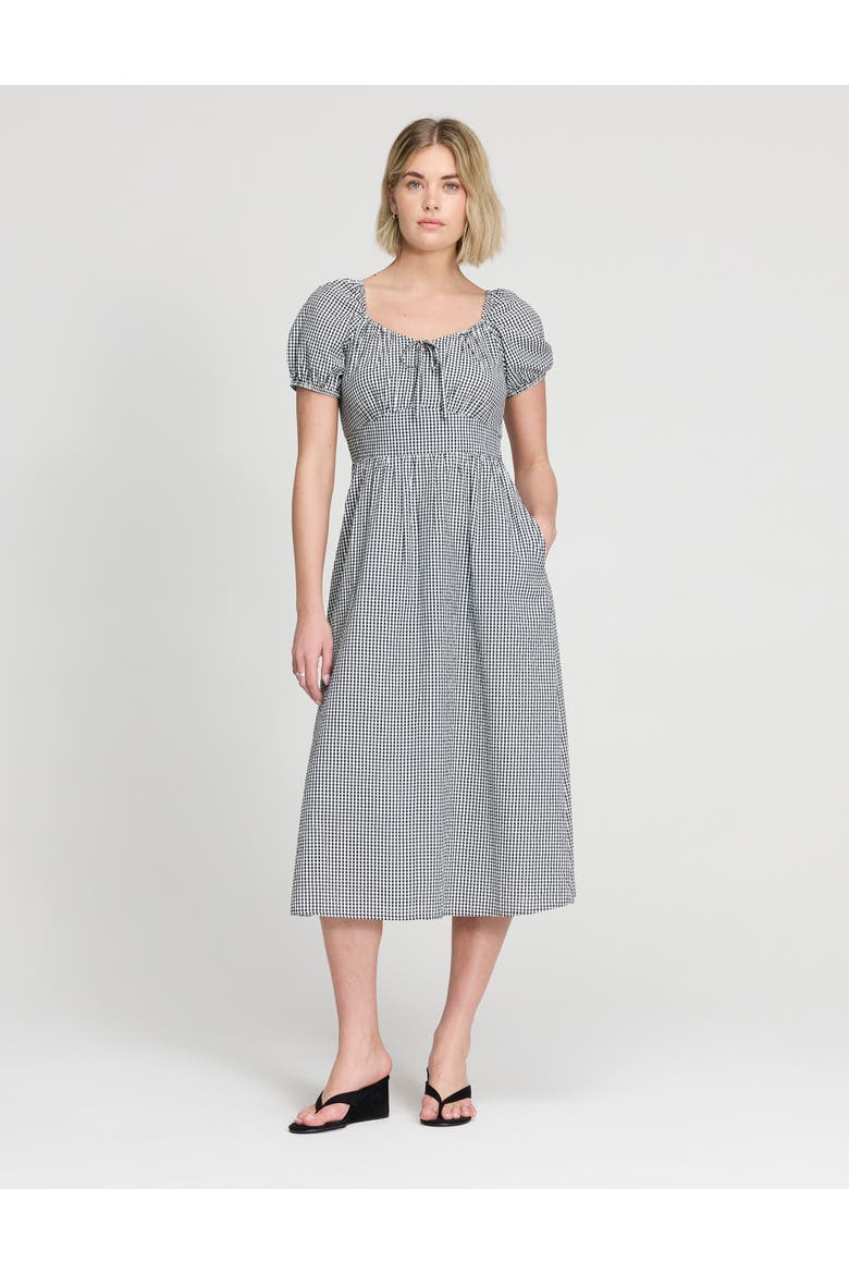 Kaitlyn Cotton Gingham Midi Dress, Main, color, Black Gingham Check