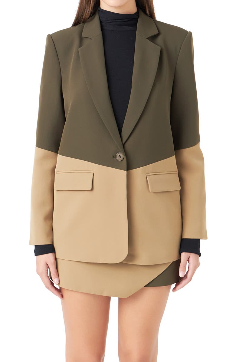 Endless Rose Colorblock Blazer, Alternate, color, Khaki