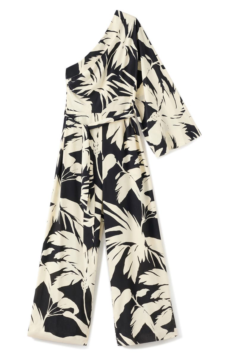 MANGO Asymmetrical Flare Sleeve Jumpsuit, Alternate, color, Ecru