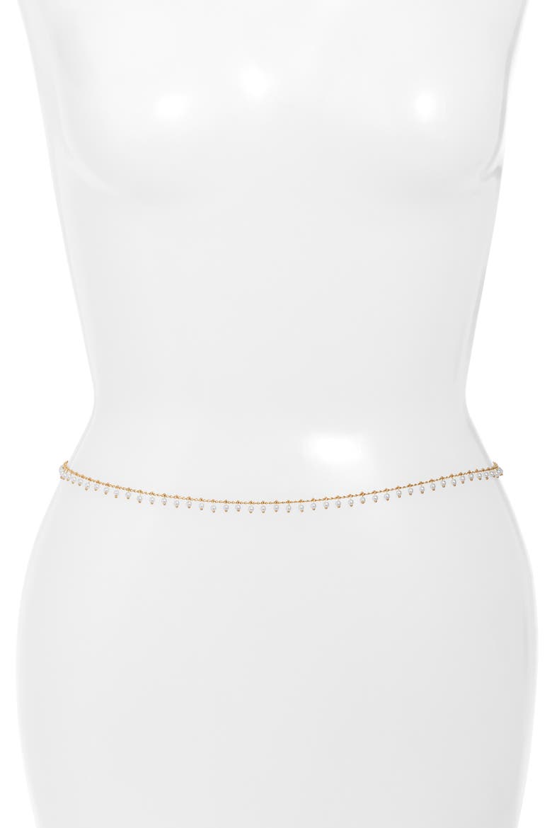 Faux Pearl Cluster Belly Chain, Main, color, GOLD
