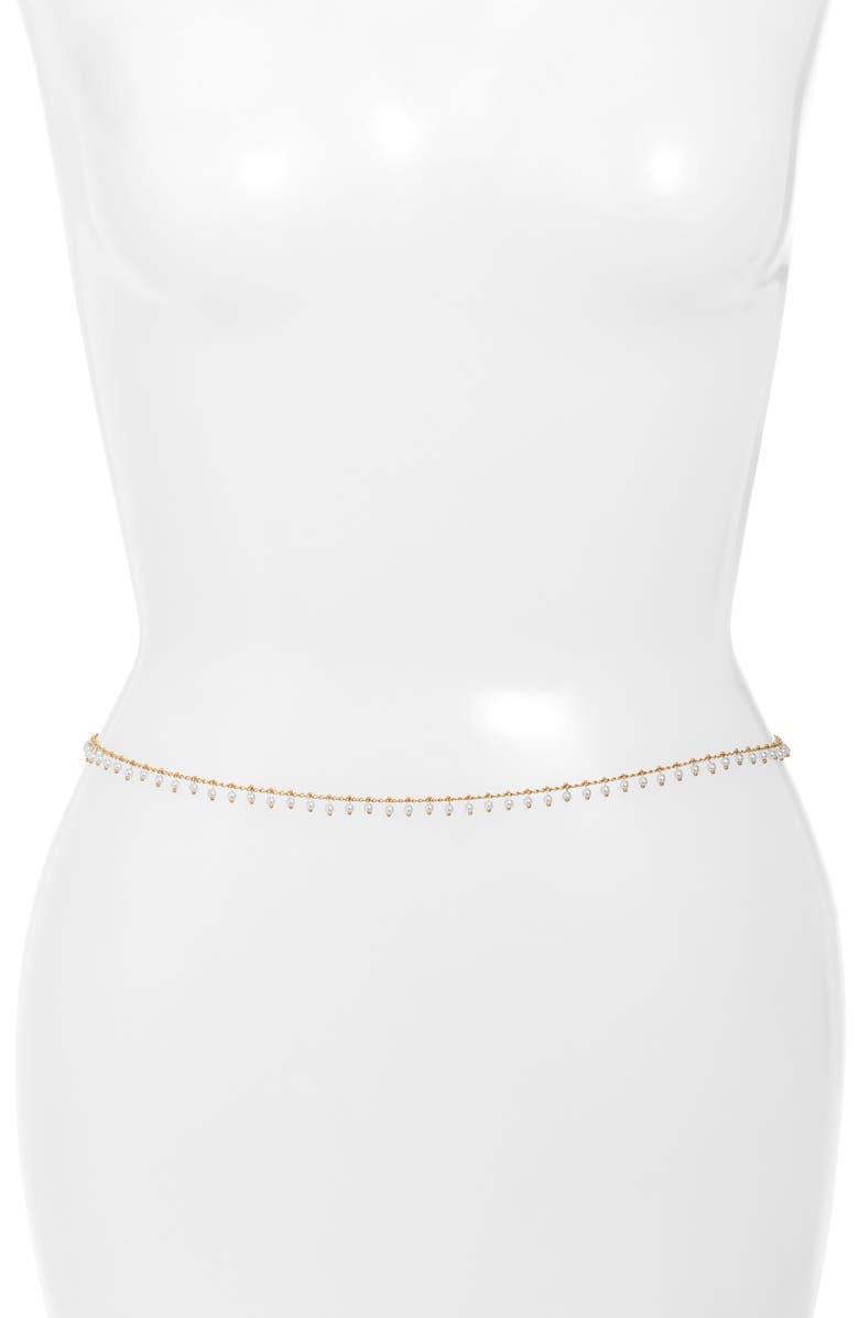 VIDAKUSH Faux Pearl Cluster Belly Chain, Main, color, Gold