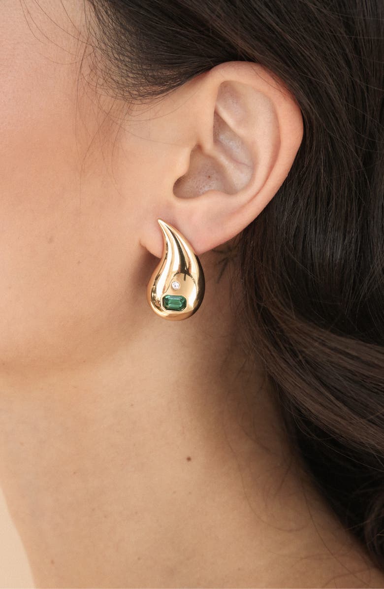Ettika Teardrop Statement Earrings, Alternate, color, Green
