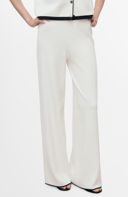 Mango Low Rise Contrast Hem Knit Pants In Animal Print