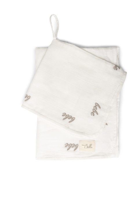 Embroidered Cotton Gauze Swaddle and Lovey Set