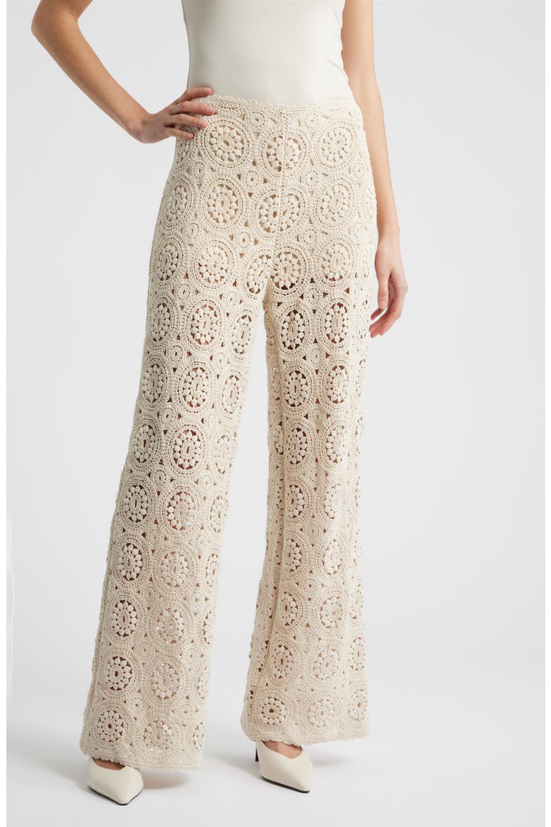 The Crochet Wide Leg Pants, Main, color, CREAM