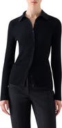 Akris punto Fitted Virgin Merino Wool Rib Cardigan