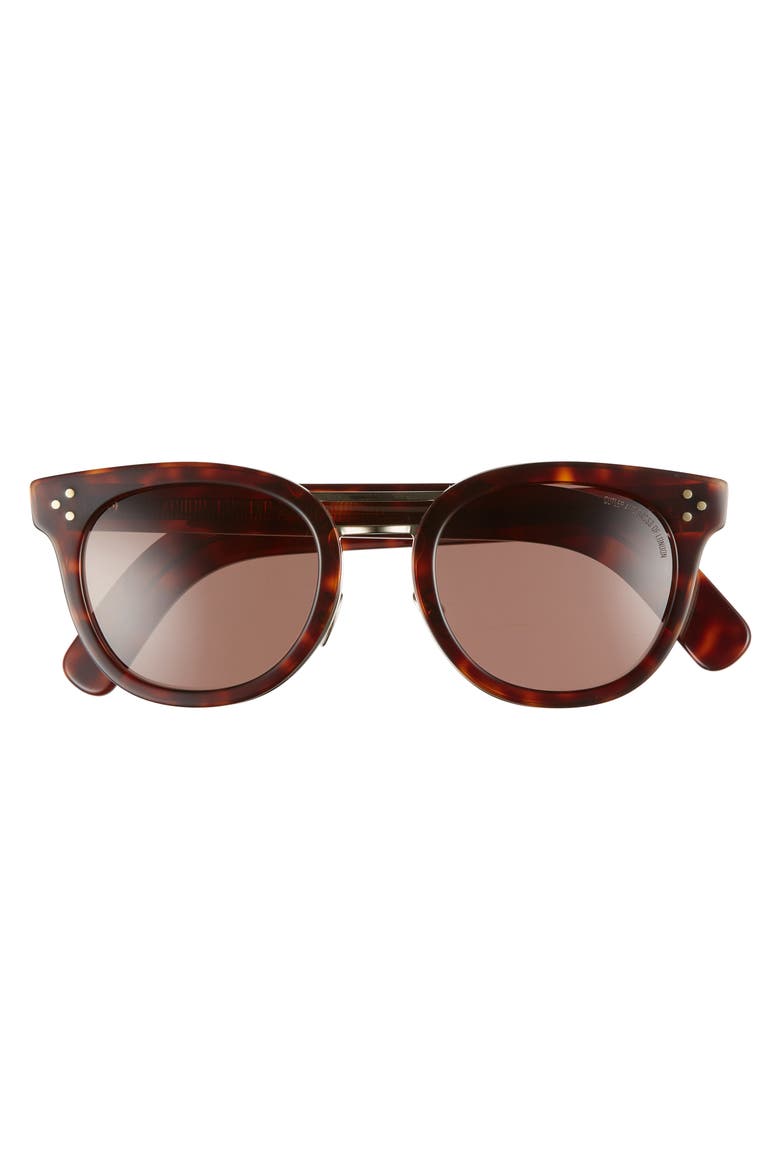 52mm Round Sunglasses, Alternate, color, DARK TURTLE/ GOLD METAL
