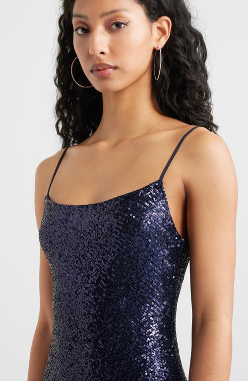 Bp. Tie Back Sequin Gown In Navy Iris