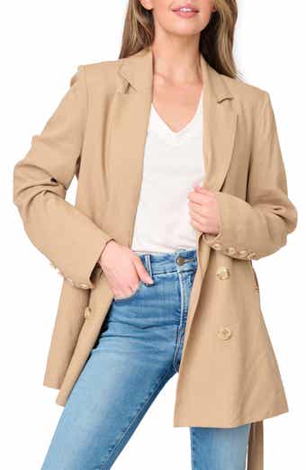 Belted Linen Blend Blazer