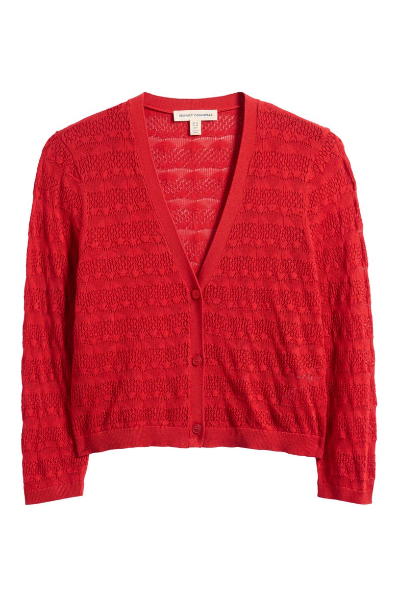Sweet Day Pointelle Cardigan, Alternate, color, KNIT MELANGE BOAT RED