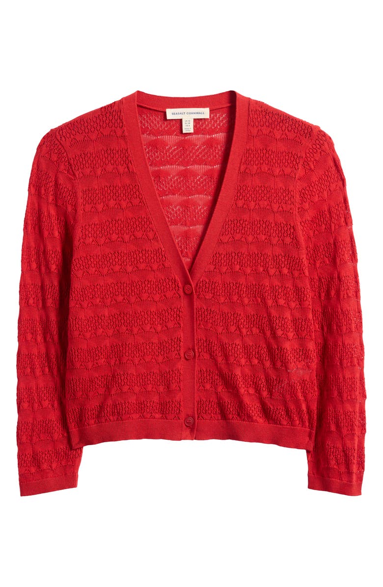 Seasalt Cornwall Sweet Day Pointelle Cardigan, Main, color, Knit Melange Boat Red