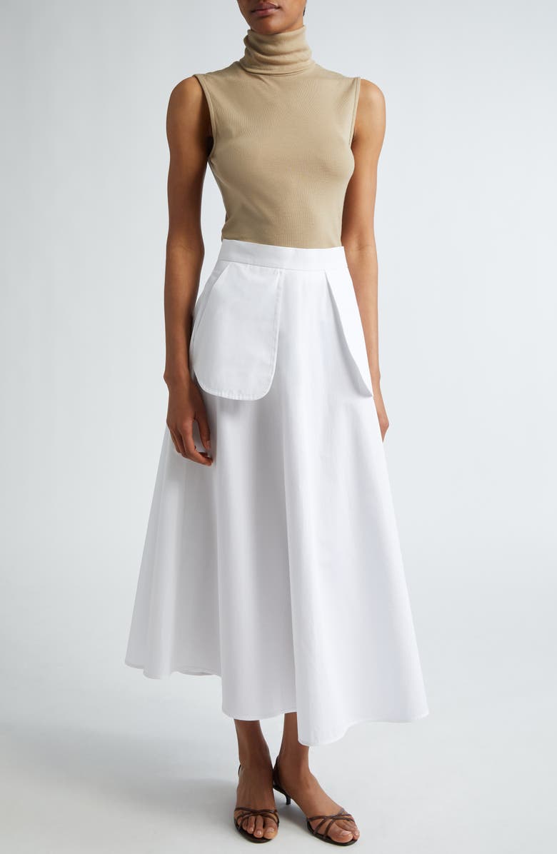 Róhe External Pocket High Waist A-Line Maxi Skirt, Alternate, color, Optic White