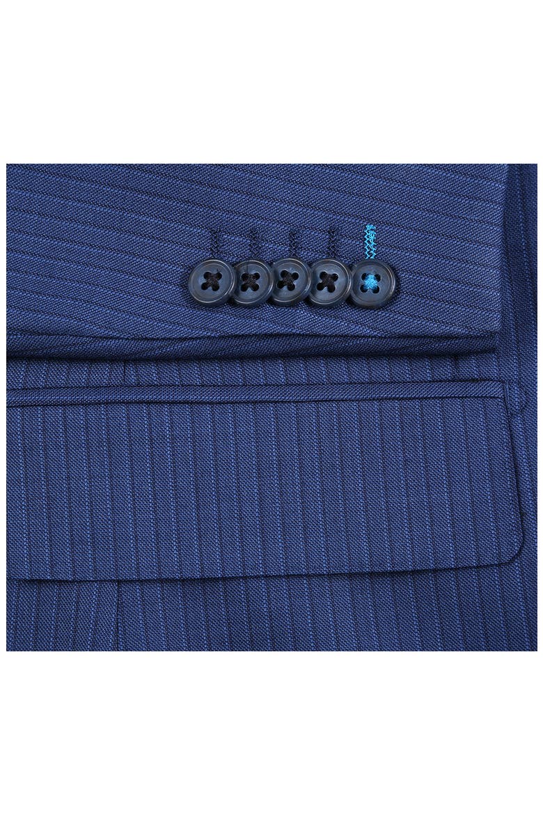 Trim Fit Pinstripe Wool Blend Two-Piece Suit, Alternate, color, NAVY