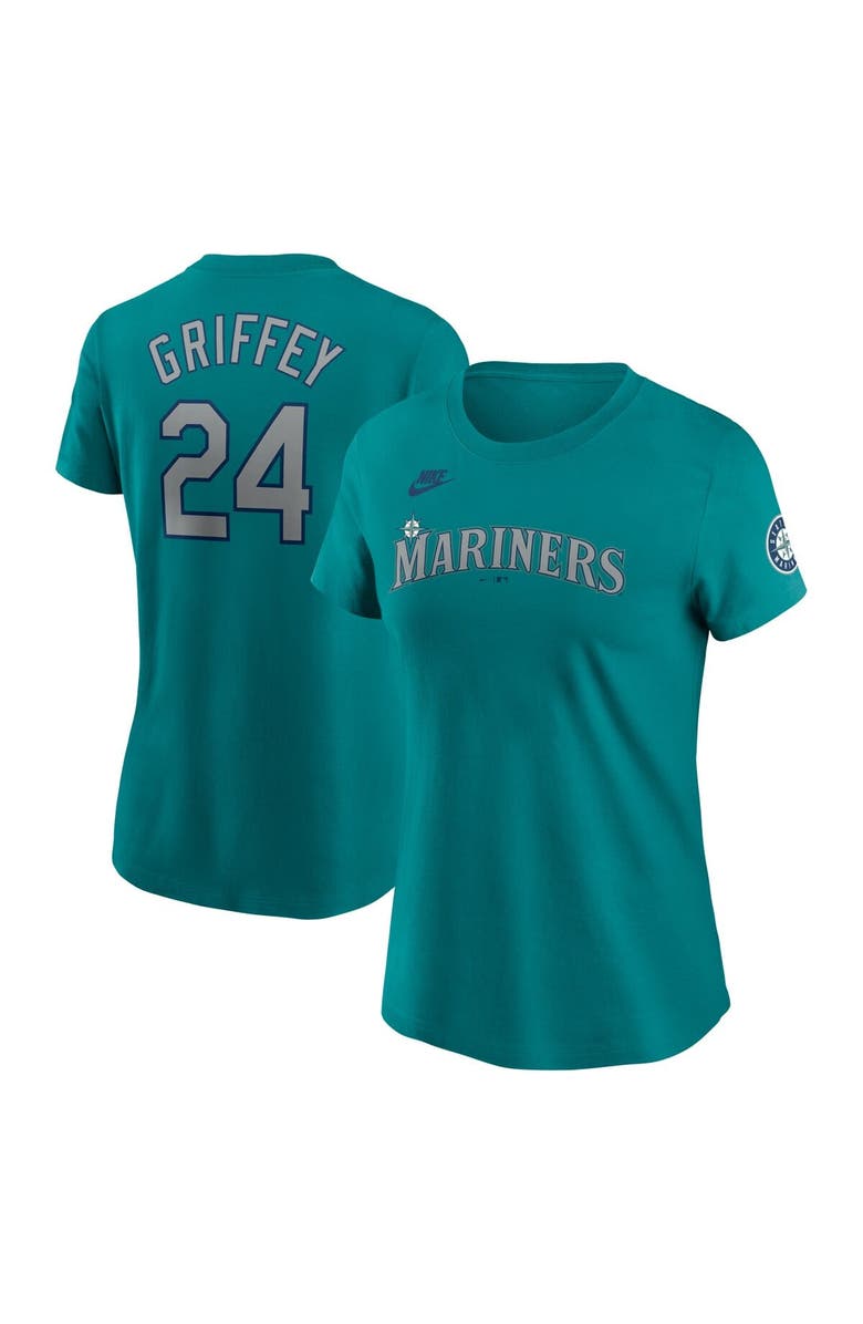 Nike Women's Nike Ken Griffey Jr. Aqua Seattle Mariners Cooperstown Collection Name & Number T-Shirt, Main, color, 