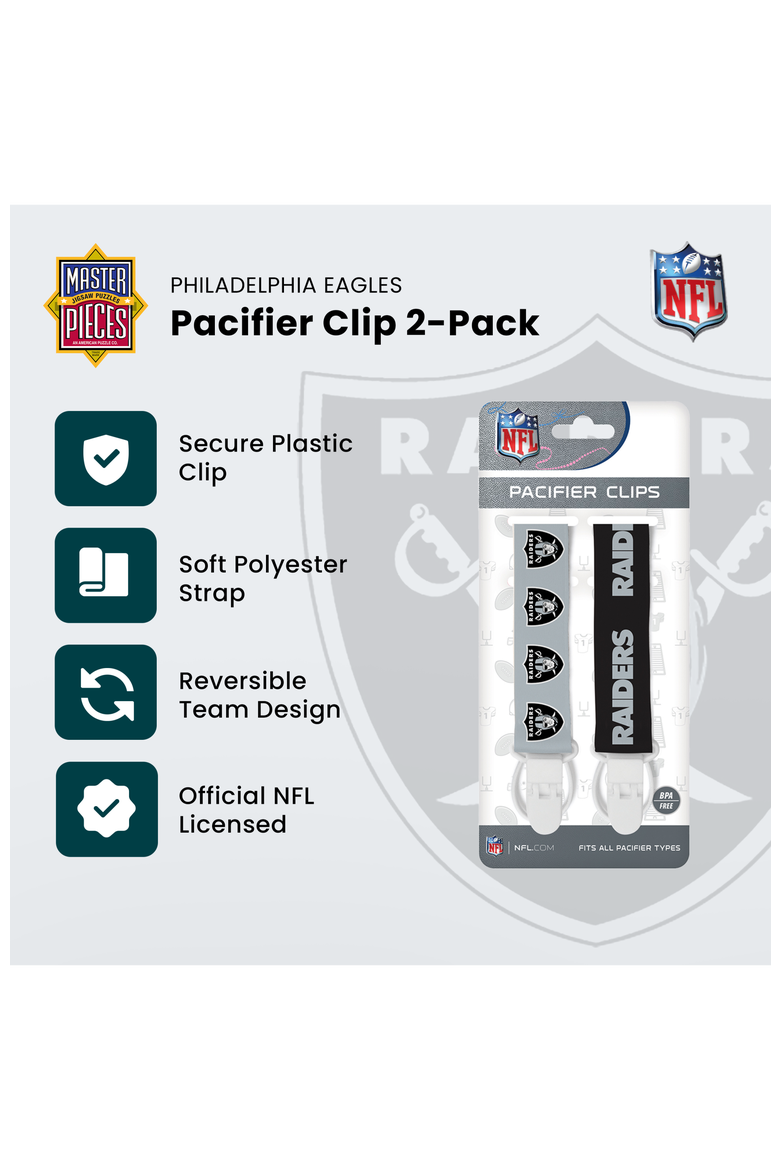 Las Vegas Raiders Pacifier Clip 2-Pack, Alternate, color, Multicolor