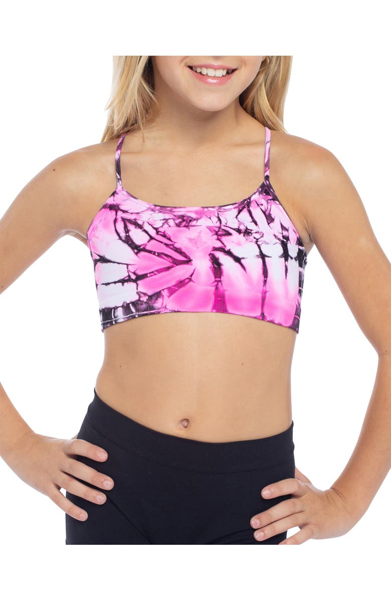 Malibu Sugar Swirl tie dye bra cami -Little Kids, Main, color, Tie Dye (Pink Black White)