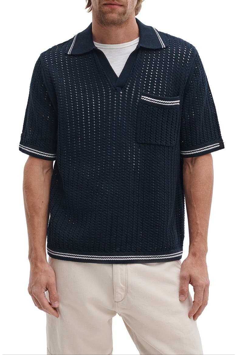 Open Stitch Johnny Collar Polo, Main, color, SAL