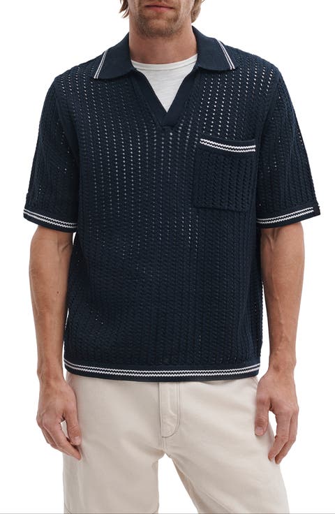 Open Stitch Johnny Collar Polo